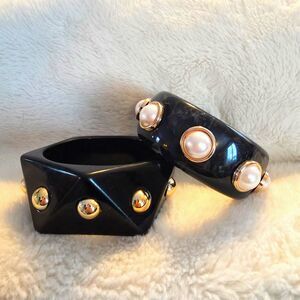 Bangle Bracelet Set Pearl Gold Geometric Punk Glam Indie Goth Grunge Witchy